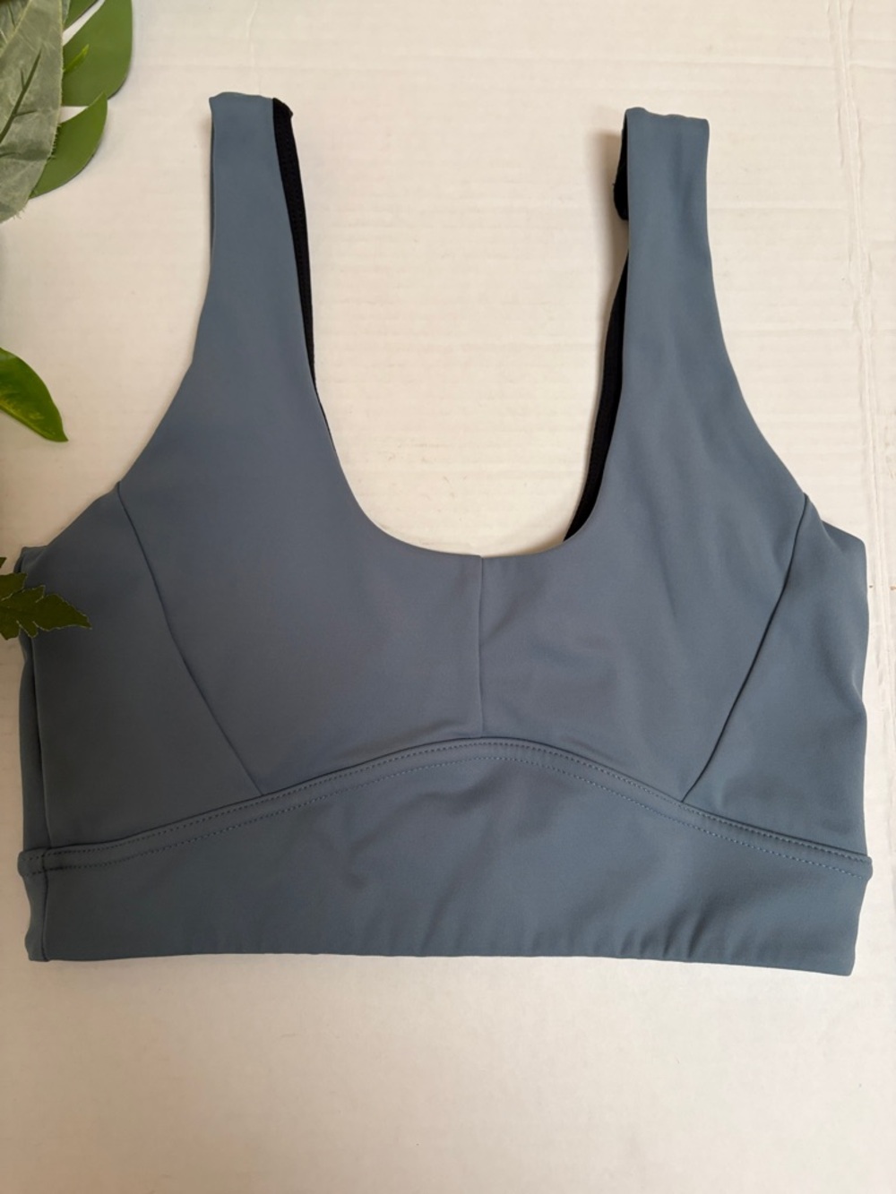 Varley Slate Blue Scoop-Front Sports Bra